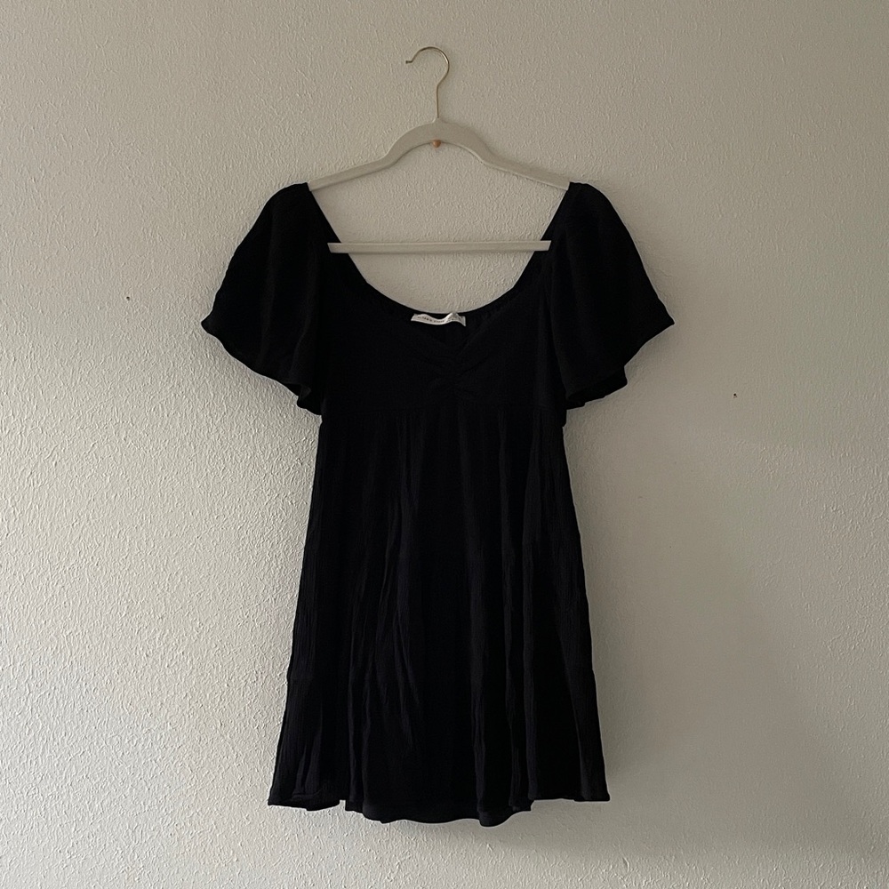 Altar’d State Mini Dress Black Short Sleeve Babydoll Rayon Date Night